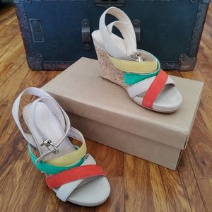 Anthropologie | Pyramidis Cross Strap Wedge Sandal